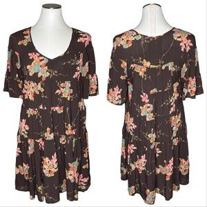Uncle Frank Brown Floral Tiered Dress